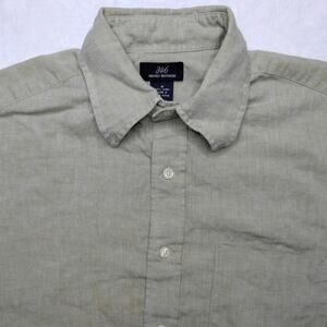 Brooks Brothers 346 Mens Linen Short Sleeve Button Down Shirt - Medium Green